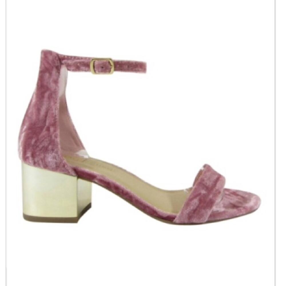 Pink Velvet Sandals with ankle strap
